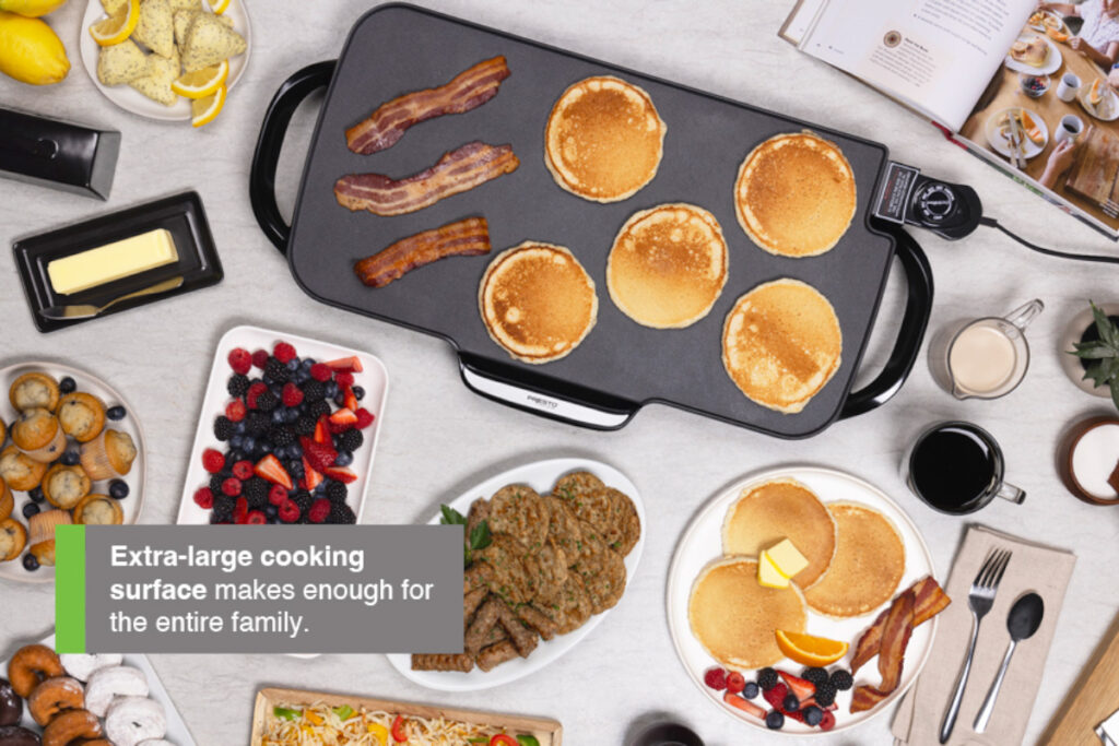 Best Presto 07061 Electric Griddle showcasing its sleek design and non-stick cooking surface, perfect for making pancakes, bacon, and more in your kitchen.