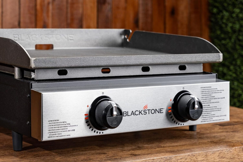 Blackstone 1666 22-inch Tabletop Griddle showcasing its sleek design and cooking surface, ideal for outdoor grilling and meal prep.