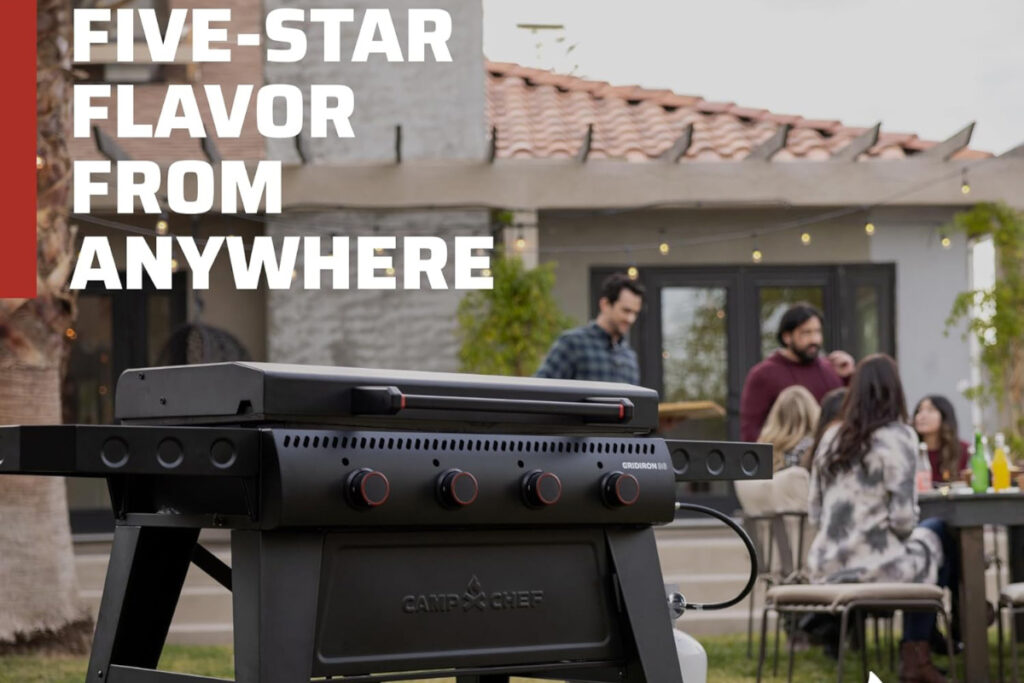 Camp Chef Gridiron 36 Griddle Grill showcasing its spacious cooking surface and durable construction, perfect for backyard barbecues and outdoor cooking adventures.