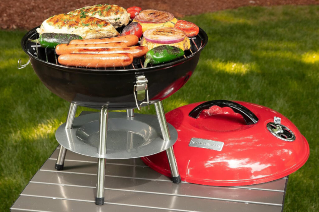 Feature image of the Cuisinart CCG-190 Portable Charcoal Grill, showcasing its sleek design and compact size for outdoor cooking and camping.