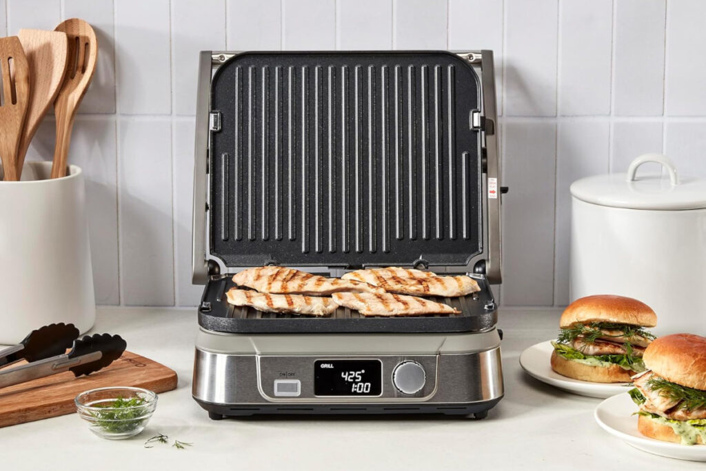 High-quality Cuisinart GR-5BP1 Electric Griddler showcasing its versatile cooking surfaces and sleek design, perfect for grilling and breakfast favorites.