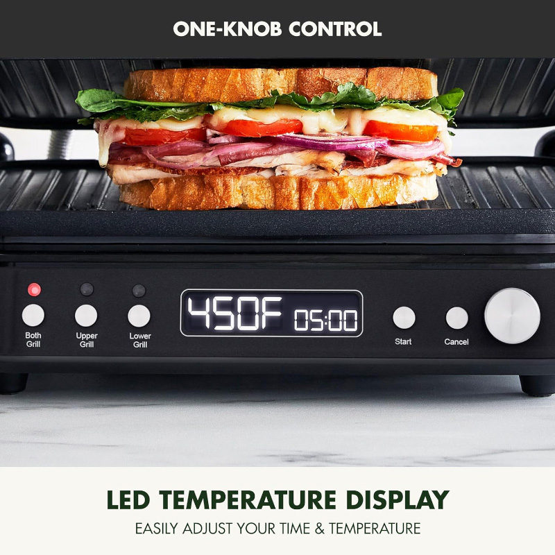 GreenPan 6-in-1 Multifunction Contact Grill with LED Display - Versatile cooking appliance for grilling, toasting, and more, featuring a modern design and user-friendly interface.