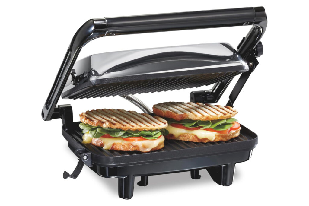 Hamilton Beach Panini Press Sandwich Maker - Versatile kitchen appliance for making delicious pressed sandwiches, grilled paninis, and more with non-stick plates and adjustable temperature settings.