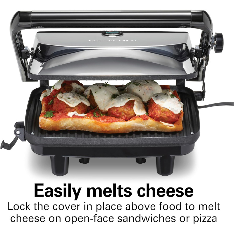 Hamilton Beach Panini Press Sandwich Maker - Ideal for Melting Cheese and Creating Delicious Toasted Sandwiches. Hamilton Beach Panini Press