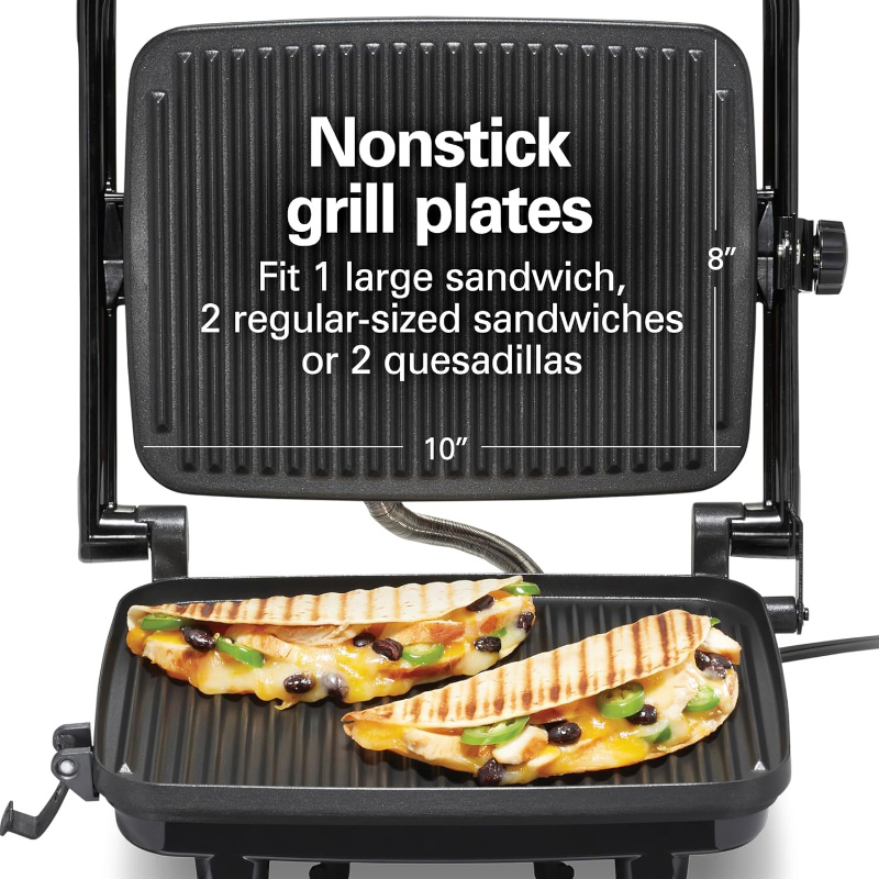 Hamilton Beach Panini Press Sandwich Maker with Non-Stick Surface for Perfectly Grilled Sandwiches