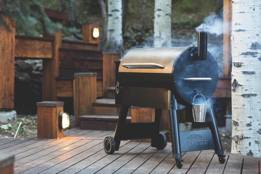 Traeger Pro 34 Pellet Grill and Smoker showcasing its sleek design and versatile cooking capabilities, perfect for outdoor grilling enthusiasts.
