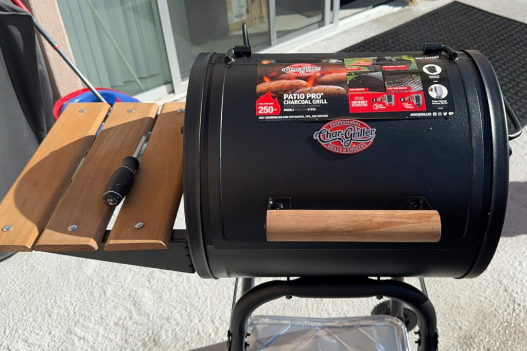 Char-Griller Patio Pro Grill and Smoker featuring durable construction, spacious cooking area, and versatile grilling options for outdoor cooking enthusiasts.