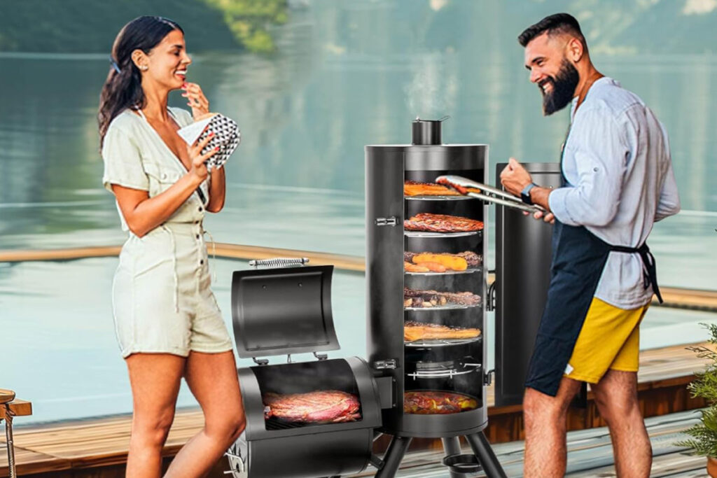 MFSTUDIO Vertical Offset Smoker Charcoal Grill - Premium outdoor cooking equipment ideal for barbecue enthusiasts, featuring a sleek design and versatile smoking capabilities. best electric smokers
